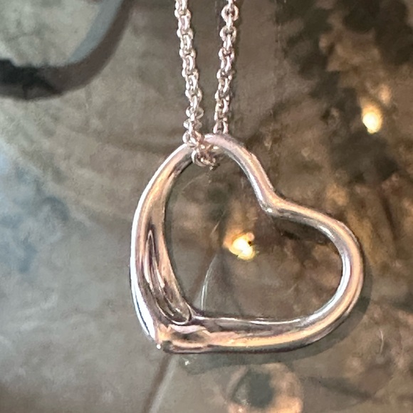 Tiffany & Co. Silver Large Open Heart Necklace Authentic Sterling Silver - Picture 6 of 15